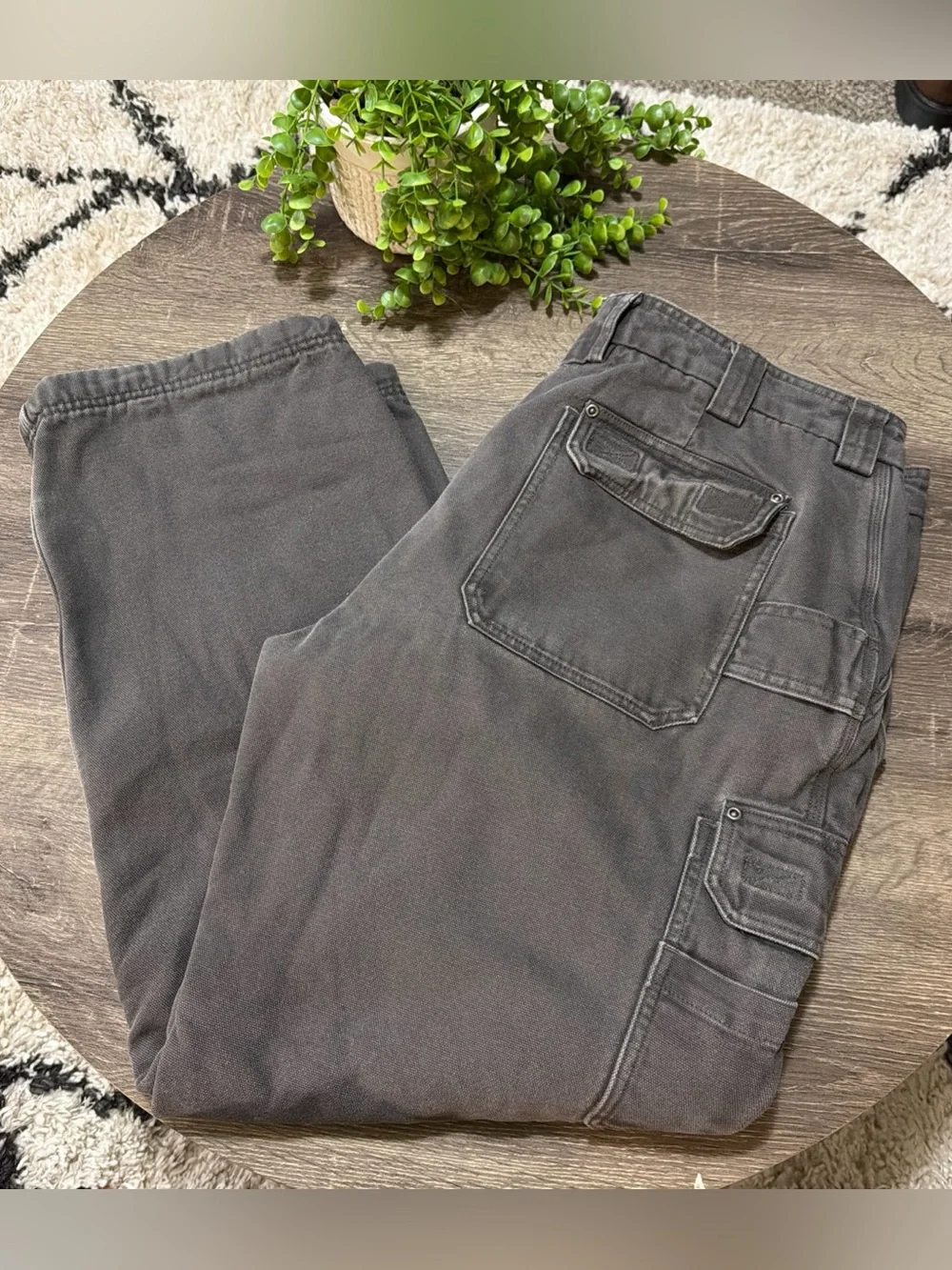 Duluth Trading Co Cargo Mens 40x32 Dark Gray Fleece Lined Workwear Pants